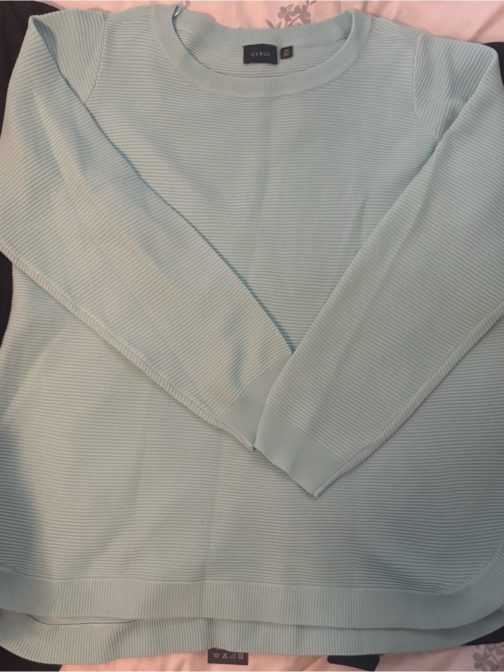 Cyrus baby blue Ribbed Crewneck Sweater 2XL plus size